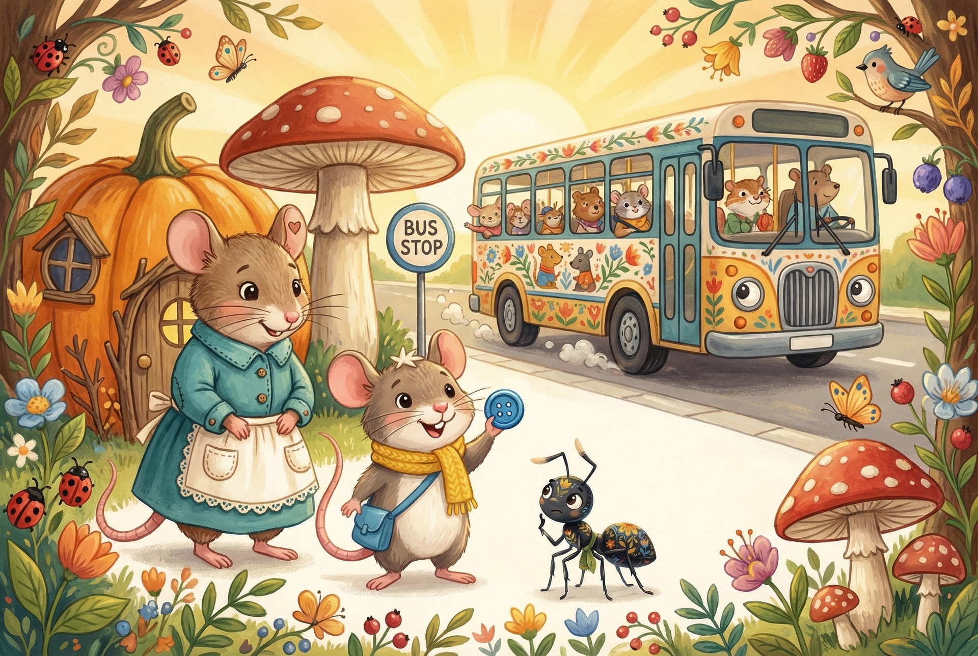 Bus Stop by the Little House